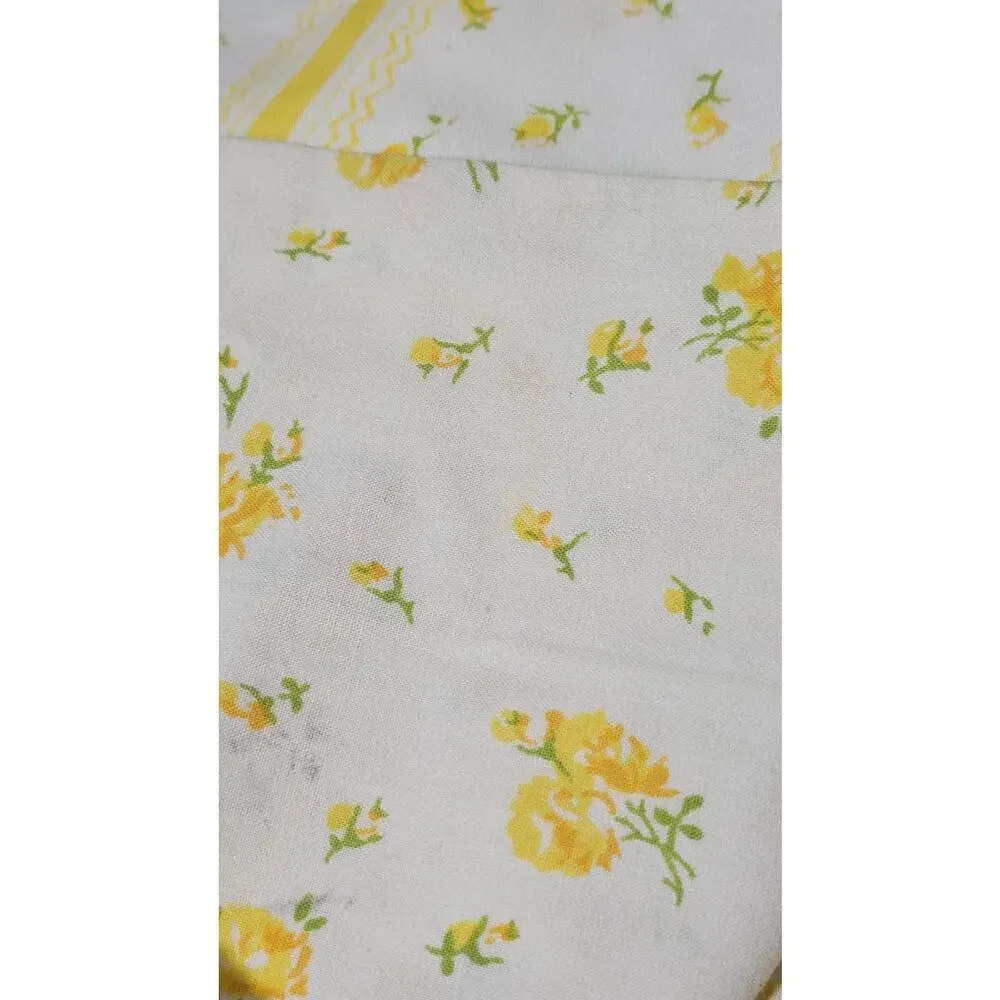 70s Vintage JCPenney Fashion Manor Yellow Floral Flat Sheet — Double Bed